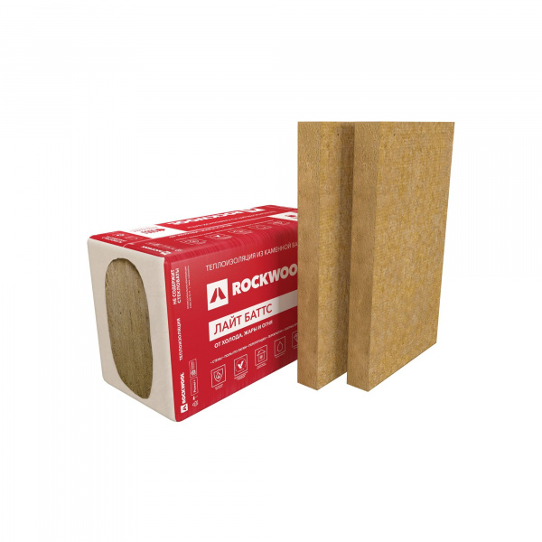 ROCKWOOL ЛАЙТ БАТТС 100 (30-40кг/м3, 1000х600х100мм, 5шт/уп, 0,3м3/уп) Базальтовый утеплитель